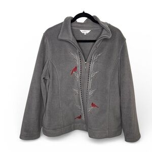 Northern Reflections women's gray fleece full-zip jacket embroidery size large
